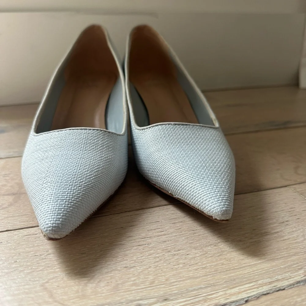 Franco Sarto Women's Light blue woven Textured Heels - Picture 6 of 7